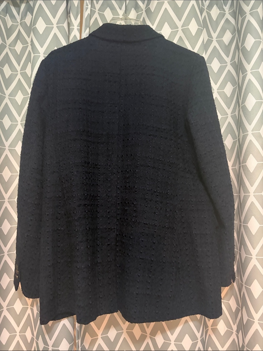 LOFT Navy Textured Double-Breasted Blazer with Gold Nautical Buttons - Picture 6 of 6